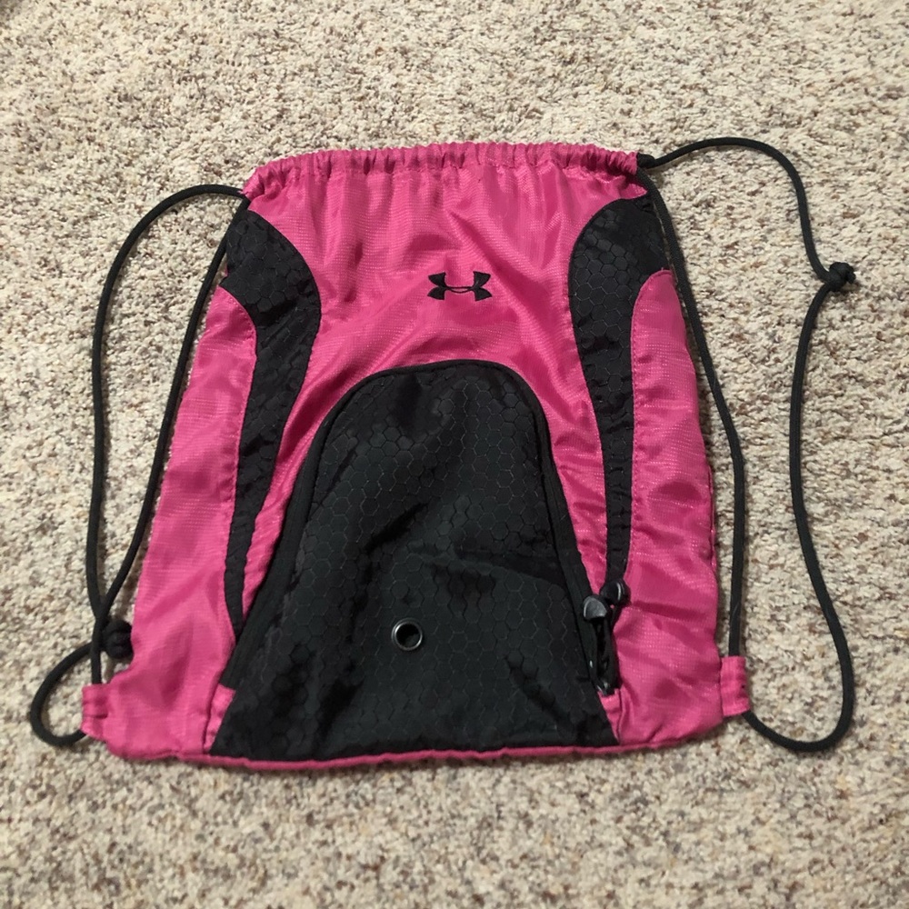 Under armor pink/black string bag